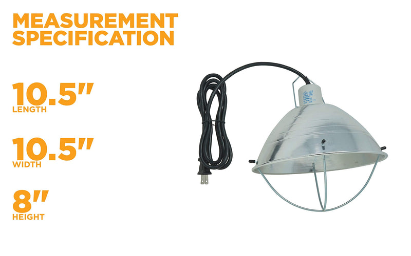 Woods 0165 Brooder Lamp with Bulb Guard;10.5 Inch Reflector and 6 Foot Cord (250 Watt; 18/2 SJTW); 0