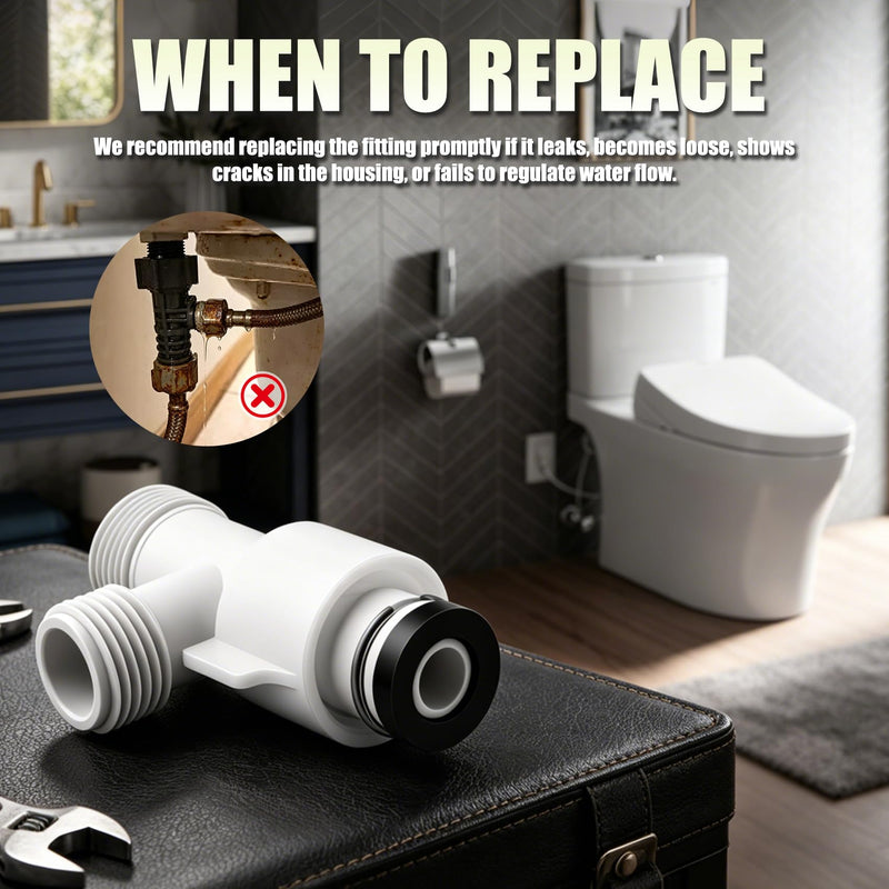 Bidet Tee Connector, T Valve THU6234 For TOTO WASHLET T-Connector,7/8 inch Toilet T Adapter for Washlet A100, C100, K300,S300E,S350E (7/8” x 7/8” x 1/4”)