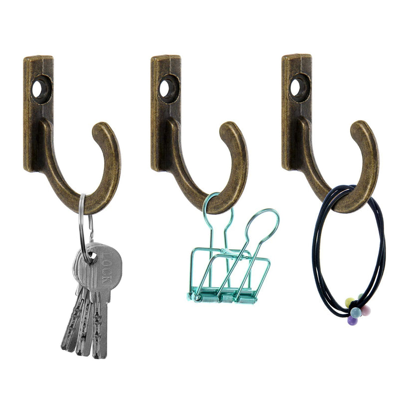 100 Pieces Key Hooks Jewelry Small Hooks Key Hanging Small Hooks Wall Mounted Single Hook Robe Hooks Coat Hooks and 110 Pieces Screws for Hanging Hat, Scarf, Bag (Bronze,100 Pieces) Bronze
