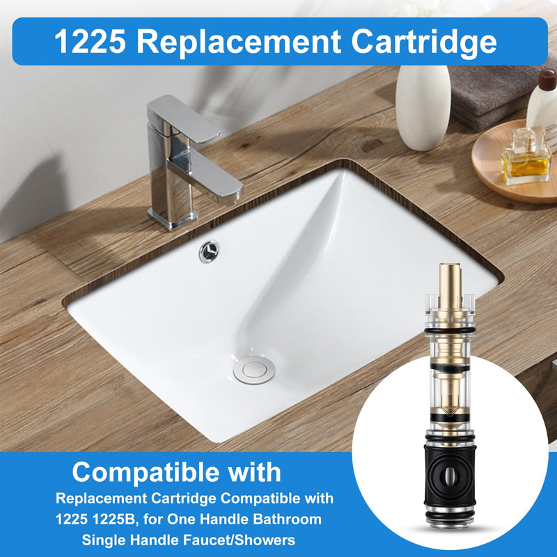 Dual Seal 1225 Replacement Cartridge, Compatible with Moen 1225 1225B, One Handle Bathroom Faucet Cartridge Replacement, for Single Handle Faucet/Showers, Brass