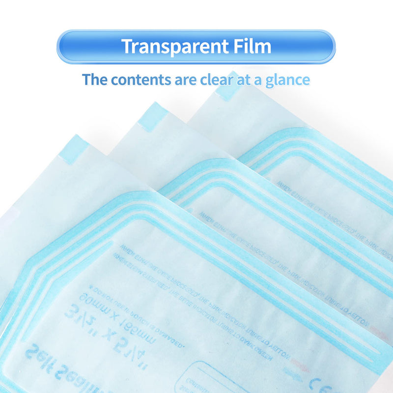 Annhua 3.5 X 6.5 Self Sterilization Pouches for Dental Offices, 100 Pcs Self Seal Sterilizer Bags Pouch - Blue 3.5 x 6.5 inch