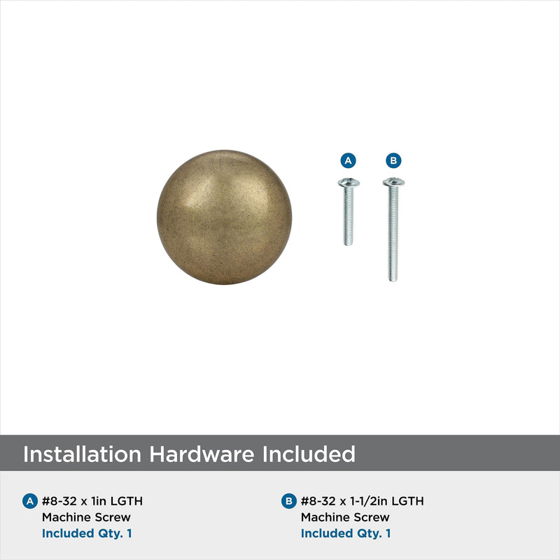 Amerock | Cabinet Knob | Burnished Brass | 1-1/4 inch (32 mm) Diameter | Edona | 1 Pack | Drawer Knob | Cabinet Hardware Pack of 1