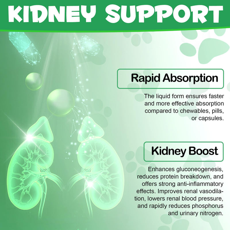 Kidney Support for Cats, Cat Kidney Treatment Support Cat Urinate Regularly, Strengthen Kidney Function,Increase Immunity, Herbal Supplement Supports Healthy Kidney Function- 60ml/2fl.oz 1PCS
