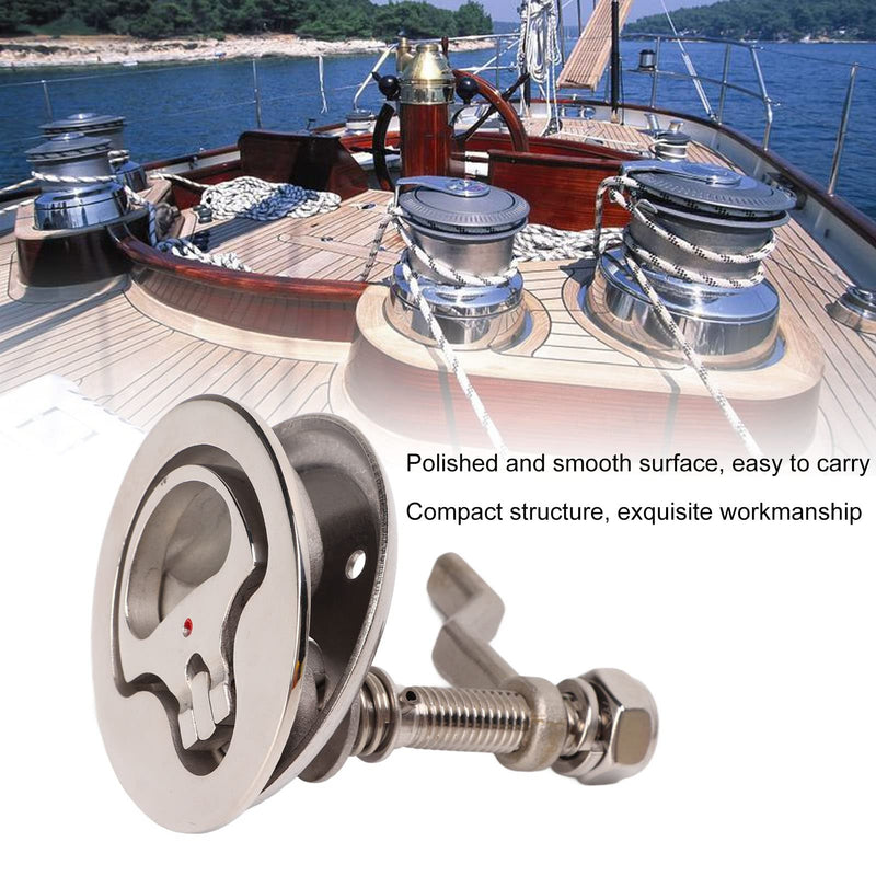 Acouto Boat Cam, Marine 316 Stainless Steel Flush Pull Hatch, Adjustable Floor Buckle Hatch with Back Plate Mirror Polished for Marine Ship Yacht