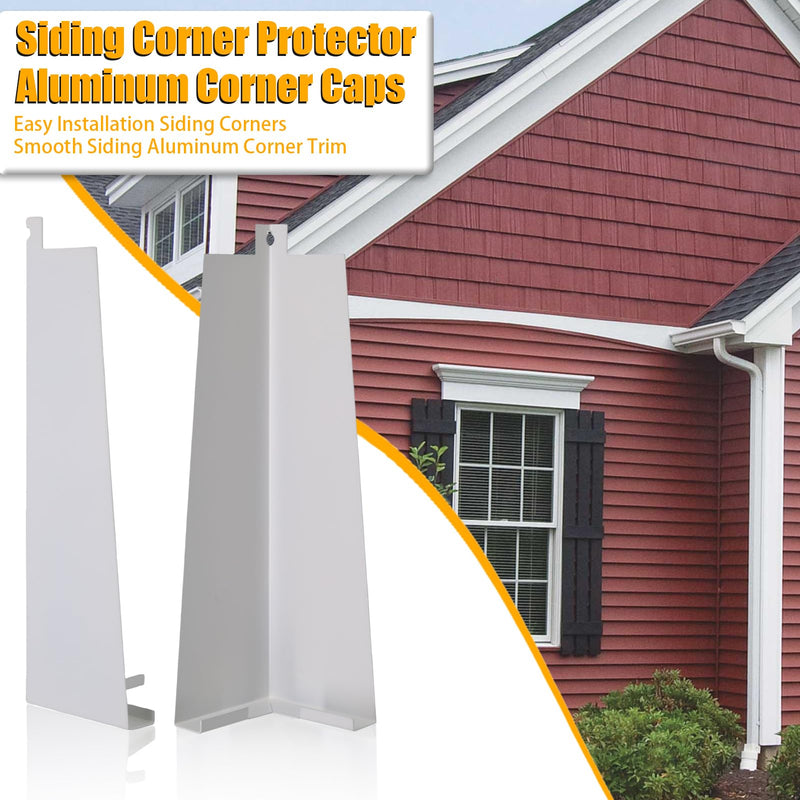 8 Pcs Aluminum Siding Corners - 8 Inch Outside White Siding Corner Caps, Smooth Metal Siding Panels Trim Nails Included for Mobile Home House Exterior (Single Hole) Single Hole