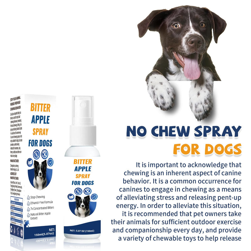 No Chew Spray for Dogs,Bitter Apple Spray for Dogs to Stop Chewing,Can Effectively Protect The Safety of Furniture,Plant,Shoes, Etc,Valuables,Safe for People and Pets,and Alcohol-Free 5.07 Oz