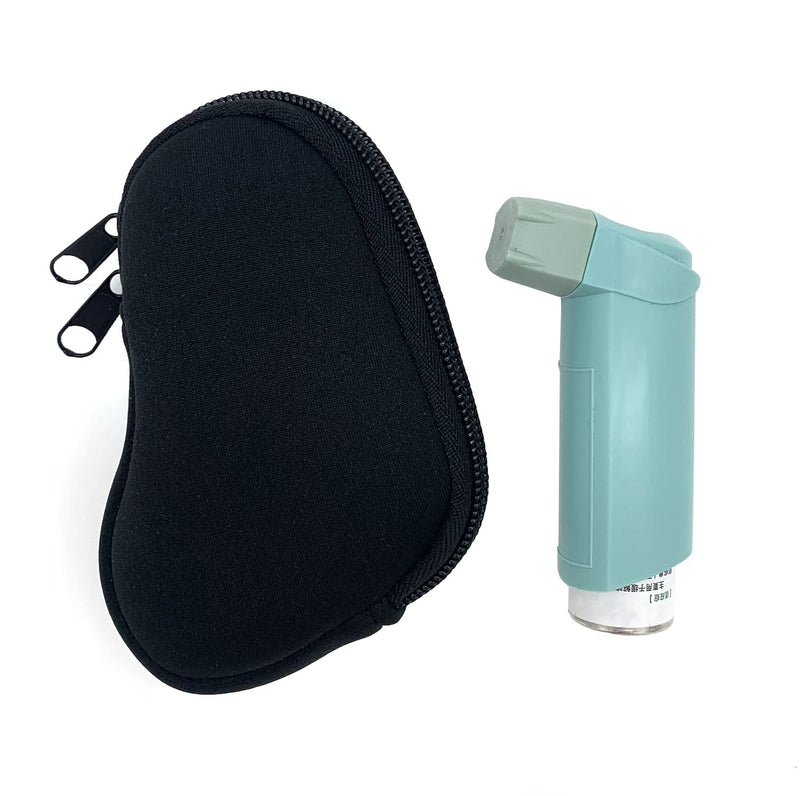 Wanty Asthma Inhaler Holder Neoprene Protective Portable Carrying Bag Travel Inhaler Mini Case Sleeve for L-Shaped Inhaler, Inhaler Not Included (Black) Black