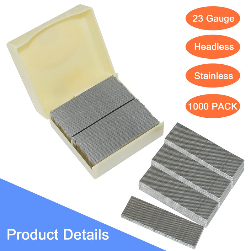 Headless Pins Nails 23 Gauge Pin 1 Inch Length Stainless Steel Brad Nails with Gift Box for Molding Cabinetry Building Assembly, 10000 Pieces