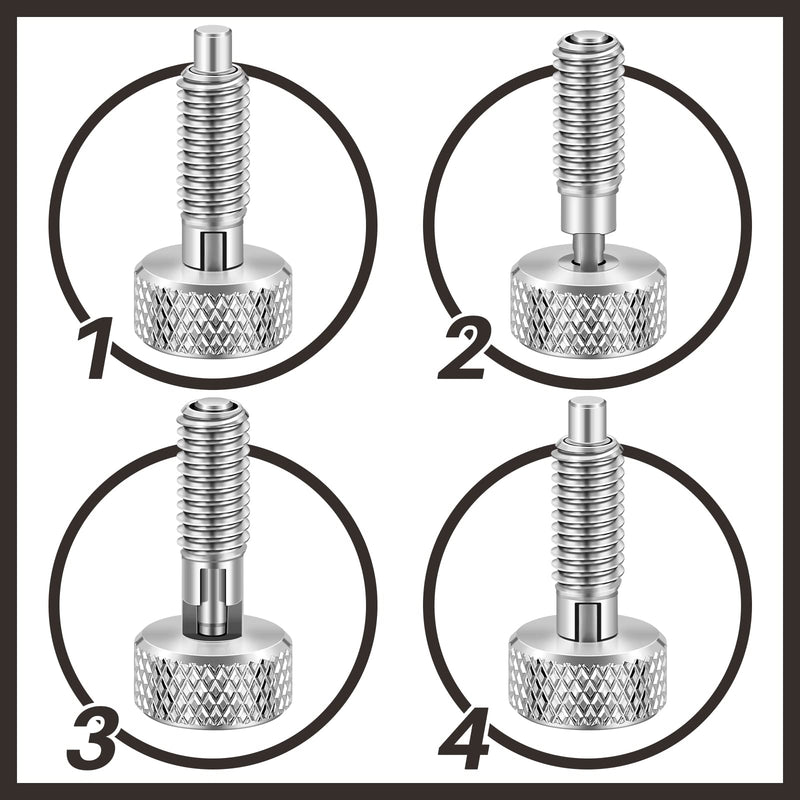 Hand Retractable Spring Plunger with Knurled Handle M6 Quick Release Pins, 1/4''-20 Thread Size 0.500'' Thread Length, No Patch (Silver,4 Packs) Silver 4