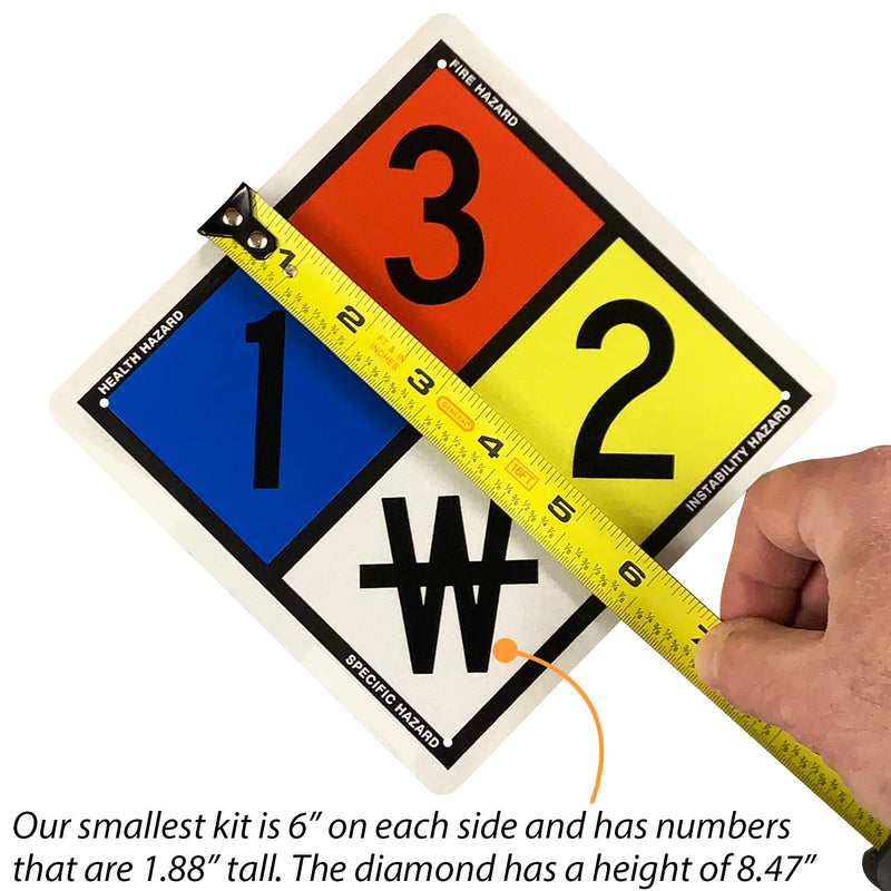 SmartSign NFPA Adhesive Label Kit (Placard, Digits & Symbols) | 8.5" Tall (Tip-to-Tip) Diamond Laminated Vinyl, 6" x 6" 8.5" Tall Laminated Vinyl Kit
