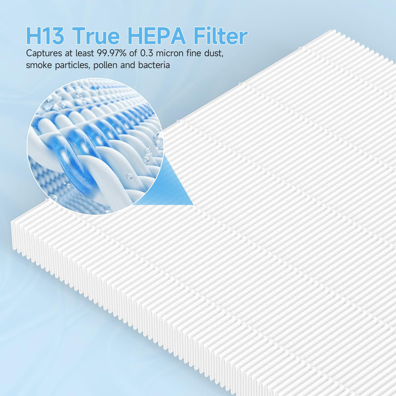 4 Pack HAP603 Replacement Filter Compatible with ECOSELF HAP603 / HAP603WF Air Purifier, 3-in-1 H13 True HEPA Filter with Activated Carbon, # RFHAP603, White White-4 Pack