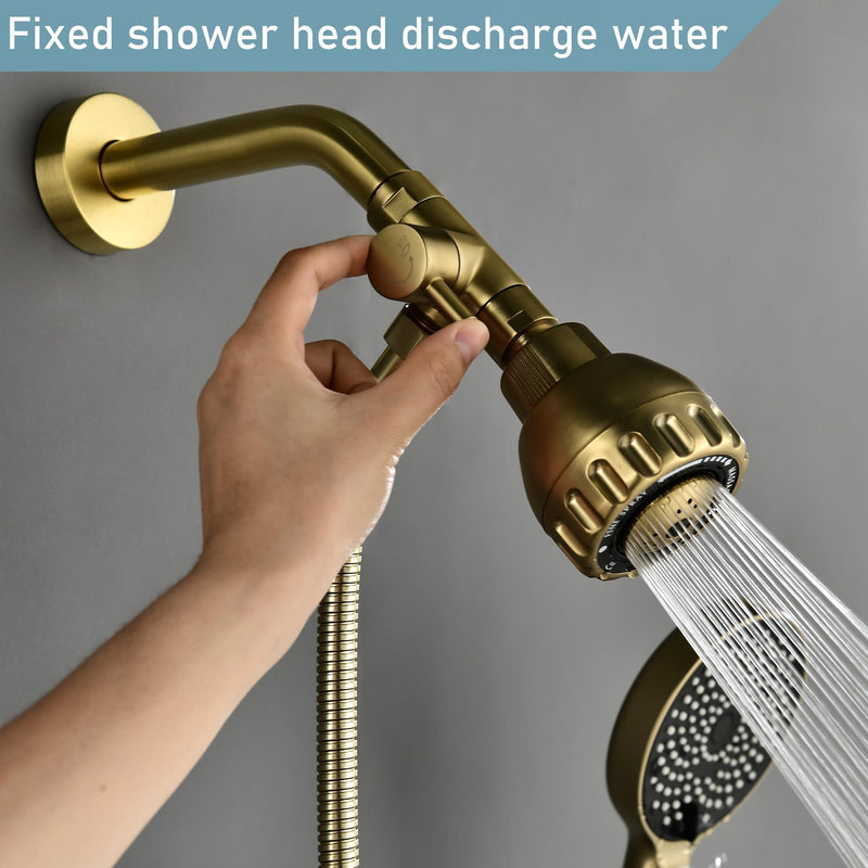 Evangeline Solid Brass Shower Diverter Valve G1/2" 3 Way Shower Arm Diverter (Brushed Gold) Brushed Gold
