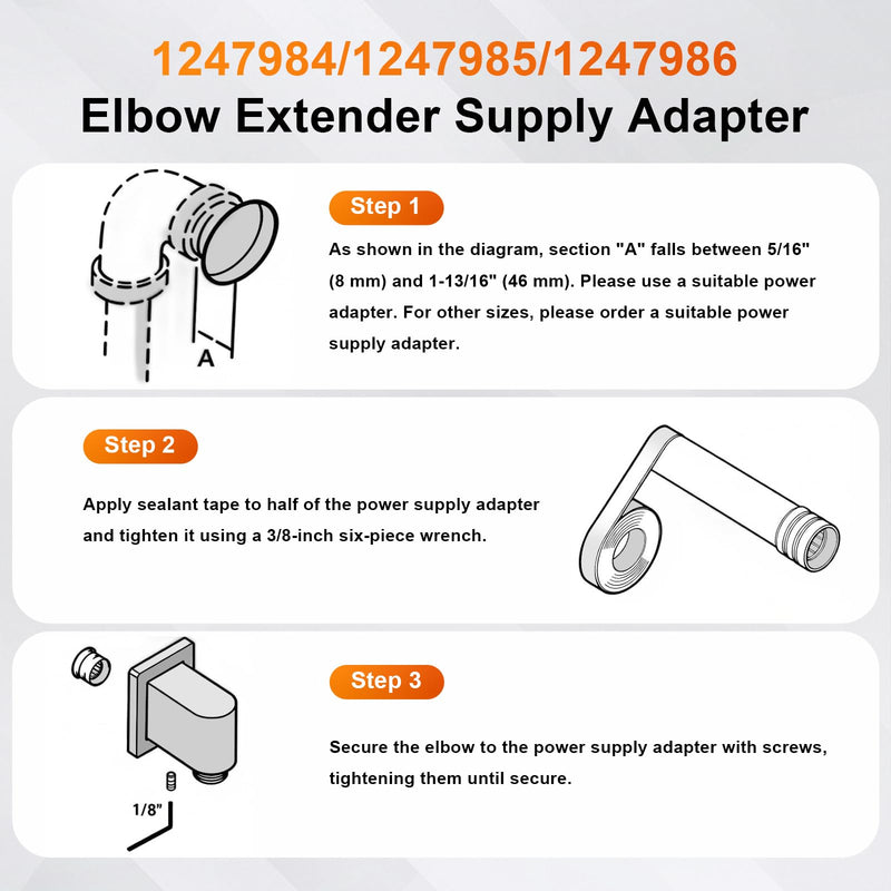Extender to Mount the Shower Drop Elbow to the Shower Wall 1247984, Replacement for Kohler K-98350 Awaken Wall Supply Elbow, Shower Elbow Supply Adapter # 1247985, 1247986