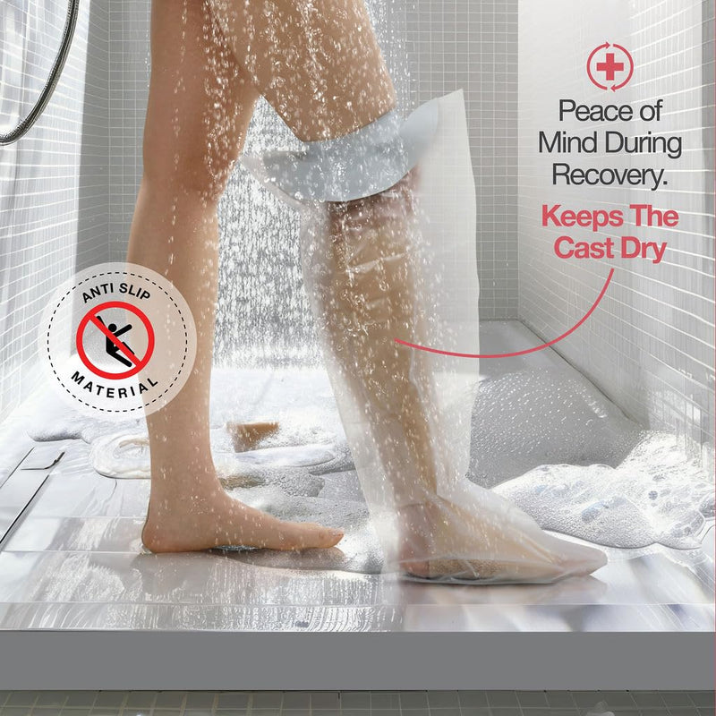Medical king 100% Waterproof Cast Covers for Shower Leg 2pk Reusable Full Leg Cast Cover for Showering Cast Protector for Shower Leg Adult