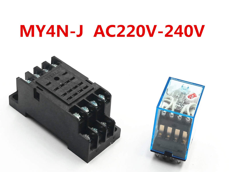 AC 220V/240V Coil DPDT 14 Pins Red Light Electromagnetic Power Relay + Scoket