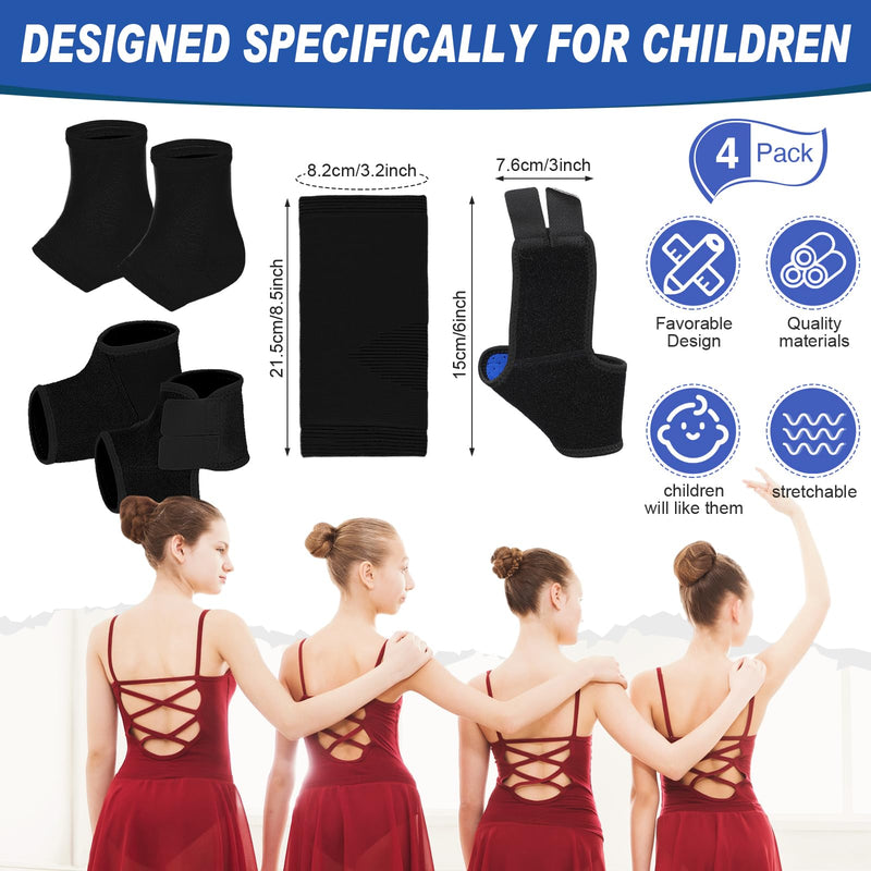 Tarpop 2 Pairs Kids Ankle Brace Set Foot Support Stabilizer Wraps Protector Guard Knitted Ankle Sleeve Sock Support Compression Socks for Injury Prevention(Black, Medium) Black Small