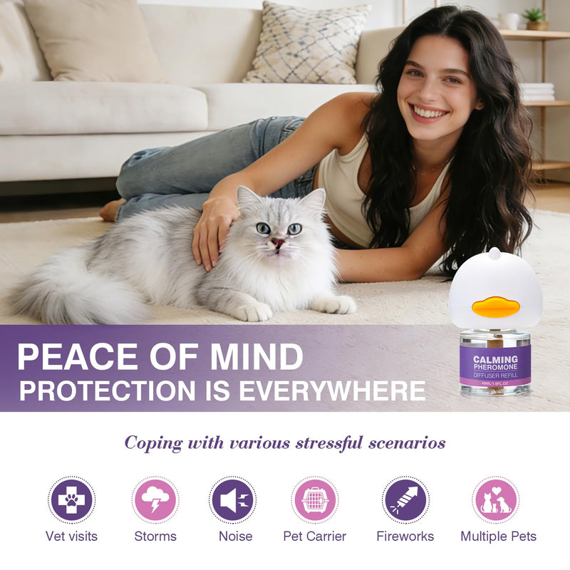 Tcllka Cat Calming Pheromone Diffuser Effectively Relieve Anxiety Stress Cat Calming Diffuser Comfort for Cats Refill Reduce Fighting Spraying and Scratching Calm Relaxing 48ml/Bottle Fits All Cats