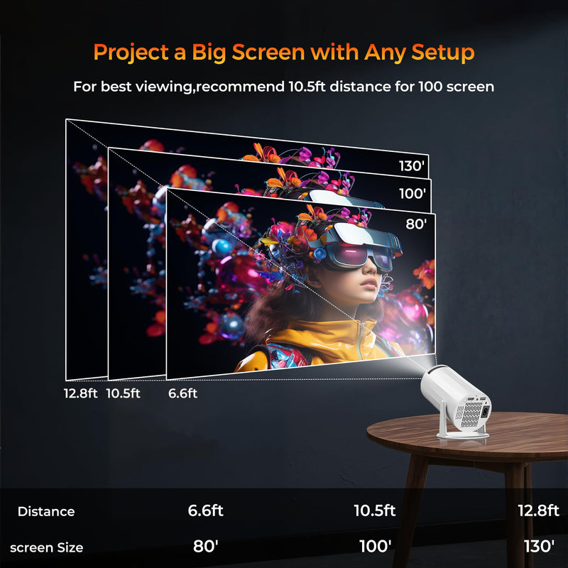 Mini Projector with WiFi and Bluetooth, Portable Movie Projector Support 4K, Auto Keystone,210° Rotation, 130'' Screen Smart Projector Compatible with HDMI Phone TV Stick for Bedroom Outdoor B-X8