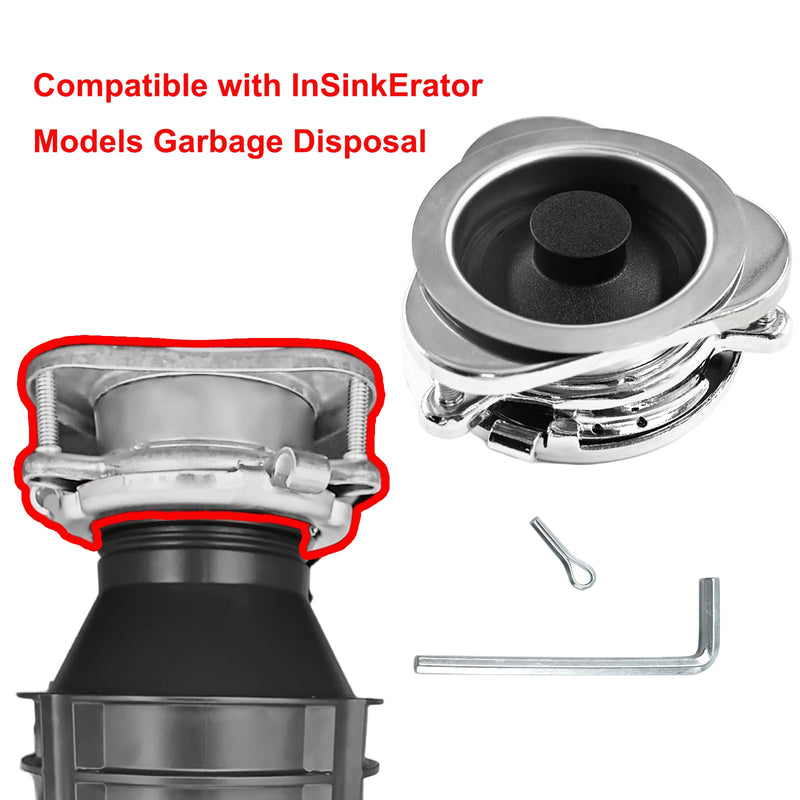 Garbage Disposal Flange Kit and Stopper for InSinkErator,3 Bolt Mount Stainless Steel Kitchen Sink Flange Parts with Stopper Compatible with InSinkErator Models Garbage Disposal(114mm) 114mm