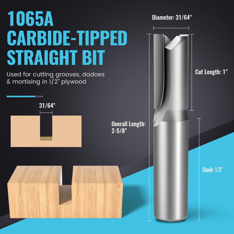 Replacement for White-Side Router Bits with 7/32-Inch,15/32-Inch, & 23/32-Inch Cutting Diameter with 1/2-Inch Shank, Plywood Dado 3 Piece Set Five-Year Warranty