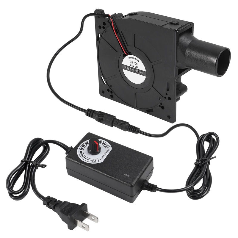 2Set 120mm BBQ Fan 12V Blower Brushless with 110V/120V Variable Speed Controller Fan 4.72in Air Mover Cooling for Camping Quick Charcoal Starter,Outdoor Barbecues,Camping Cooking (2 fan+2 controller) 2pcs-120mm