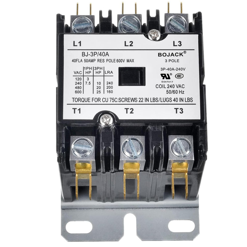 BOJACK 3 Poles FLA 40 Amp Coil 240 VAC Air Conditioner Condenser Compressor Contactor AC Definite Purpose Contactor 240V 3P 40A 240V