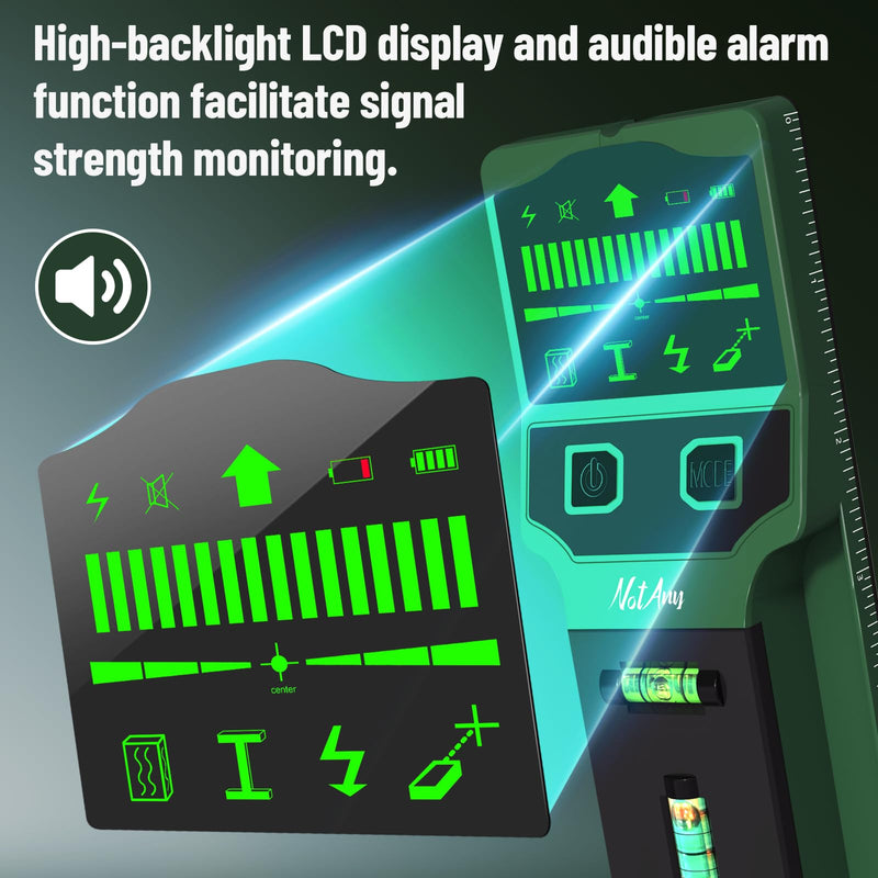 Stud Finder Wall Scanner - 7-in-1 Electronic Wall Stud Detector, Detects Wood, Metal, AC Power, Joists, Pipes with LCD Display, Laser & Bubble Level Ruler