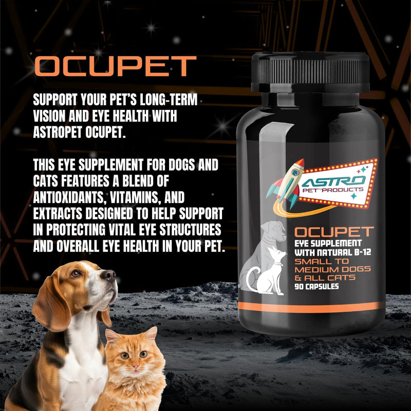 ASTROPET - OCUPET - Eye Supplement - for Small-Medium Dogs & All Cats - Supports Eye & Vision Health - Human-Grade Ingredients - with Lutein & Essential Vitamins - Made in USA - 90 Capsules For Small / Medium Pets