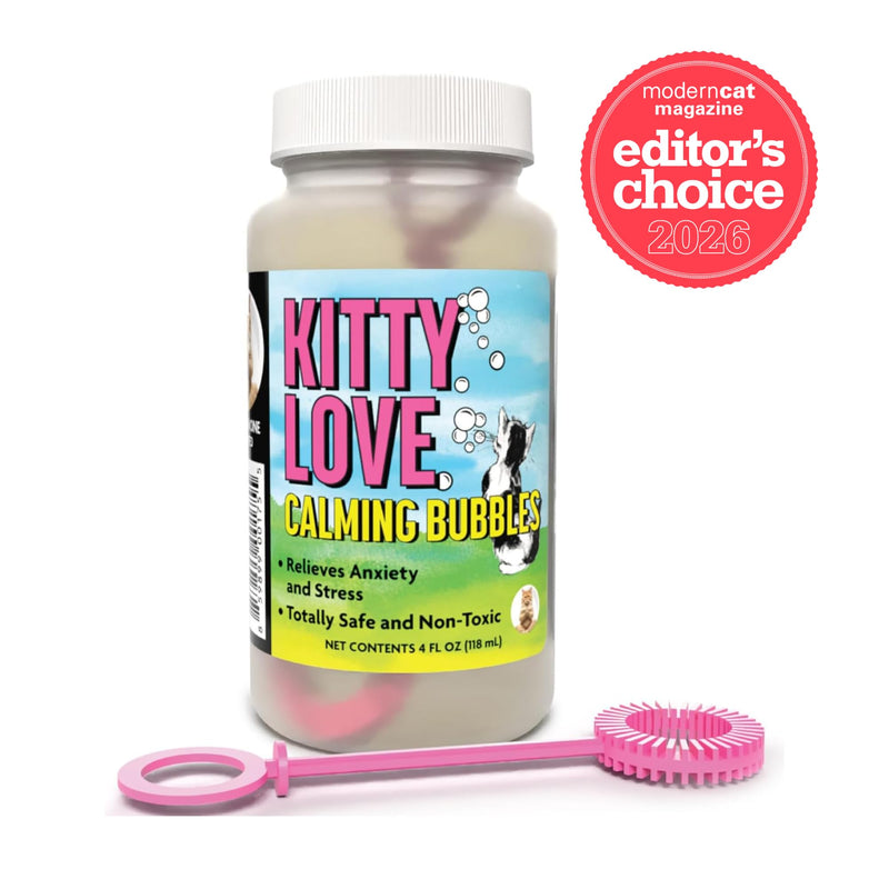 Atomic Bubbles Kitty Love Calming Bubbles, 2 Pack, 4oz Bottles | Relieve Cat Anxiety & Stress, Pet Safe, Non-Toxic Formula, Sensory Bubble Play