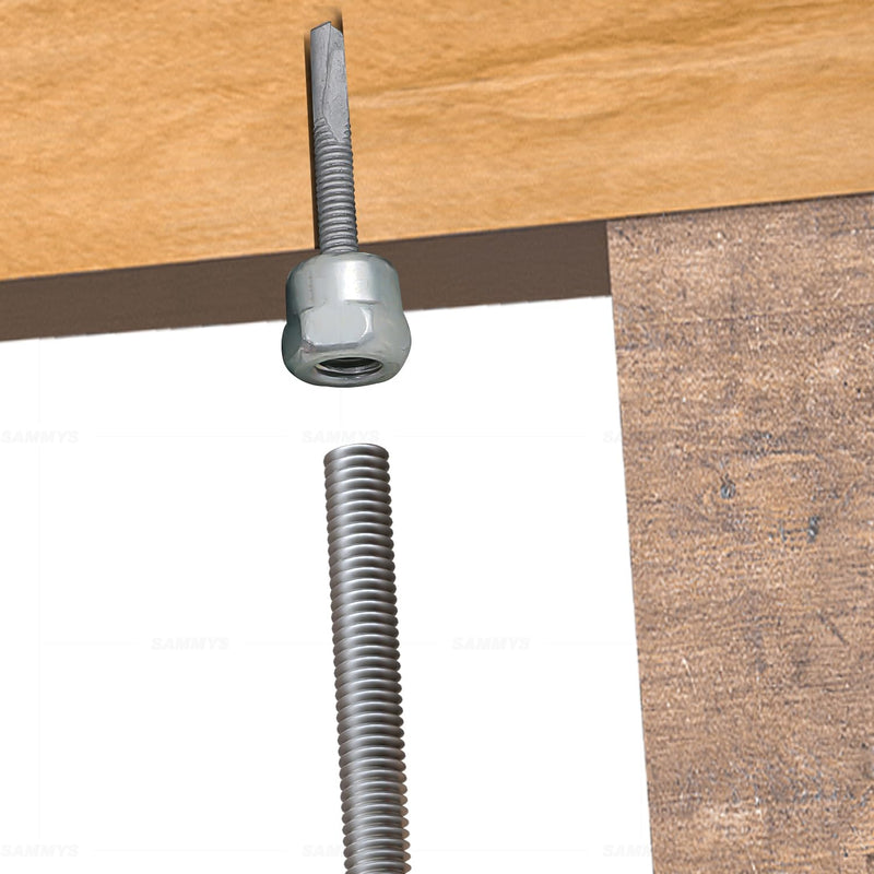 Everflow 8037957-25 3/8" Screw Vertical Threaded Rod Anchor Designed for Steel Structure, Steel, Electro-Zinc, 12-24 x 1-1/2" Screw Length (25 Pack) Pack of 25