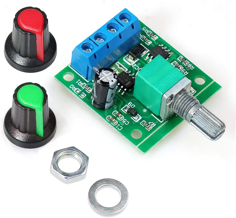 2pcs PWM Low Voltage Motor Speed Controller DC 1.8V 3V 5V 6V 12V 2A 1803BK 1803B Adjustable Driver Switch with Speed Control Knob 12V-5pin