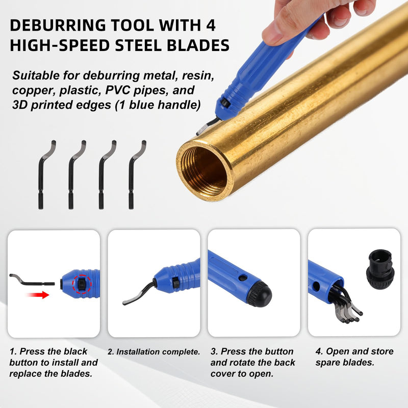 Ratchet Pipe Cutter Tool for 5/16"-1-1/8" (8-29mm) Copper Stainless Steel & PVC Pipes, Compact Adjustable Ratchet Tube Cutter with Deburring Tool & 4 Replacement Blades for Tight Spaces