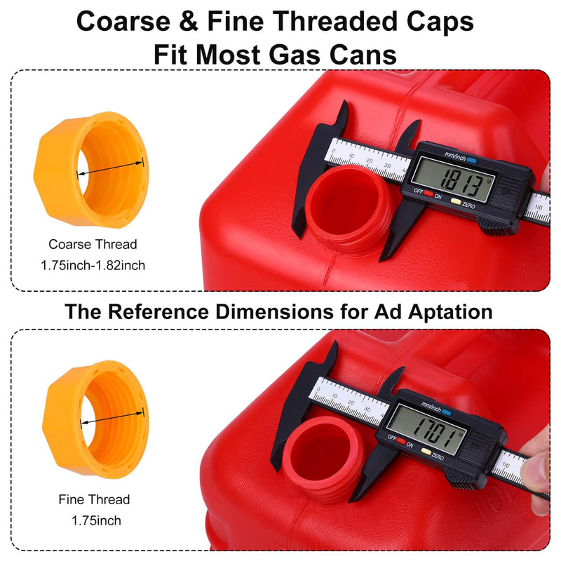 Gas Can Spout Replacement,Fuel Can Spout,Gas Tank Nozzle,Gas Can Nozzle,(3Kit-Yellow) with 3 Coarse Thread Caps & 3 Fine Thread Caps,Flexible Pour Nozzle Suitable,Built in Sealing Ring Prevent Leakage