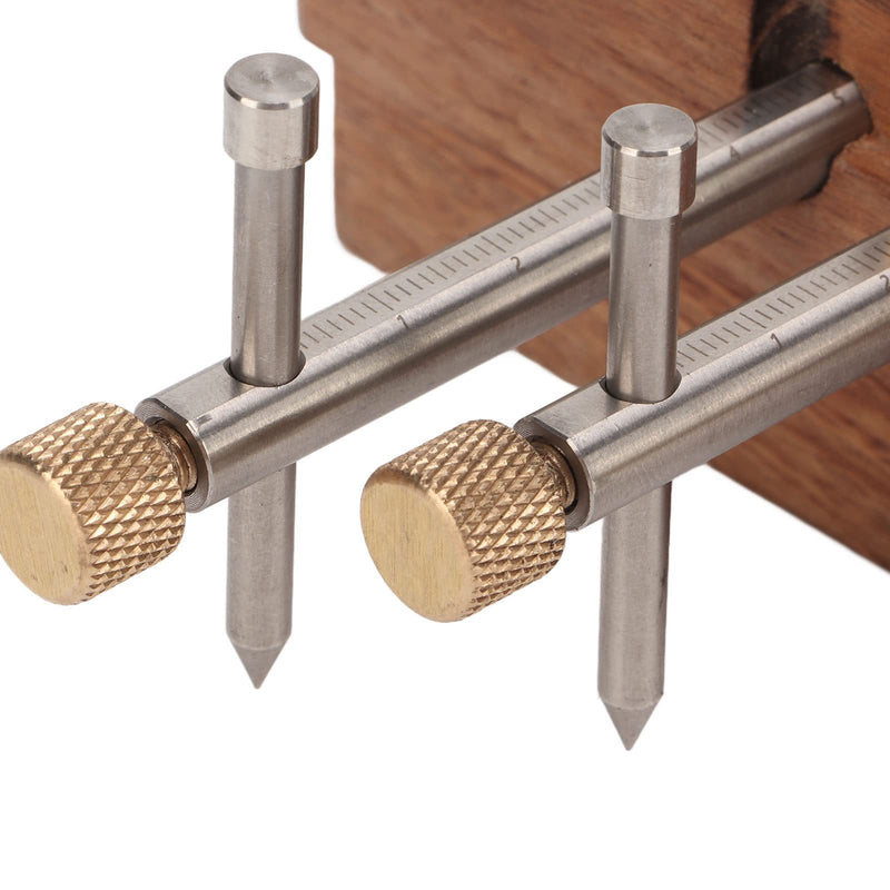 Adjustable Mortise Gauge, Woodworking Marking Gauge, Dual Rod Draw Line Stainless Steel Mortise Gauge for Metal Wood Ceramic Tile, Approx 0-130mm
