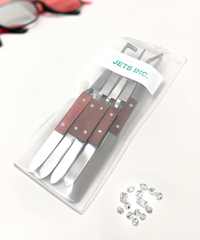 Fiber Grip Tweezers Jewelry Hobby Craft Soldering Fiber Grip Cross Locking Set Bent and Straight Tip 5 PCS By JTS
