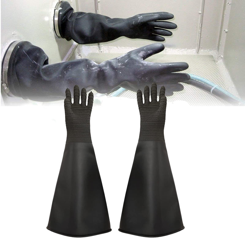Heavy Duty Sandblasting Gloves 24.8" Rubber Gloves for Sandblaster Protective Safety Work Black Striped Glove
