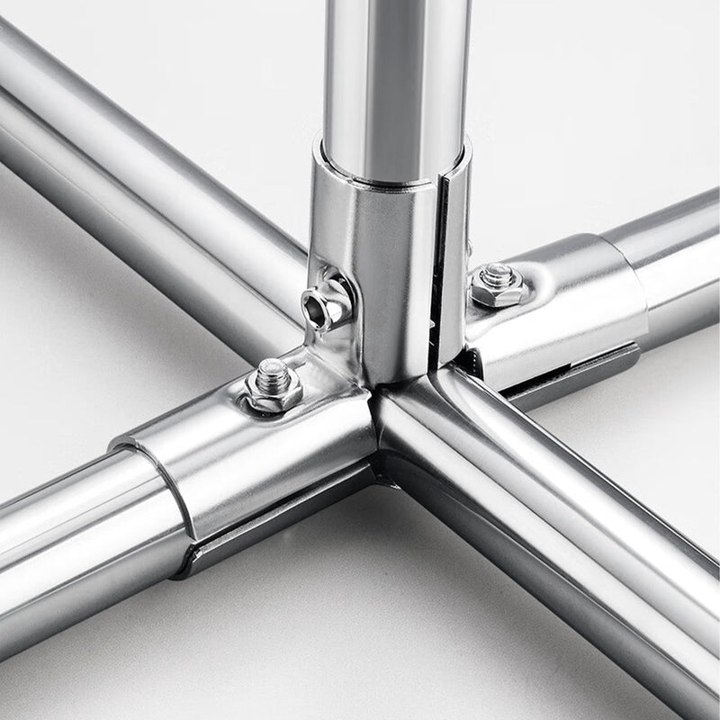 2 Sets 1inch,4 way Pipe Clamp, 4-way Metal Connectors, for 4-Way Pipe Clamp end Rail Clamps (for 1" or 25MM OD, Silver) 1inch 4 way pipe clamp