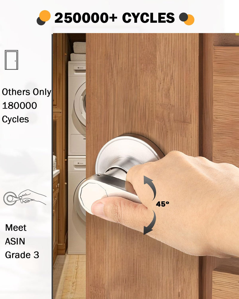 Gobrico 1 Pack Passage Door Handle in Satin Nickel, Interior Closet Hallway Drop Style Door Lever, Heavy Duty Door Knob Without Locking