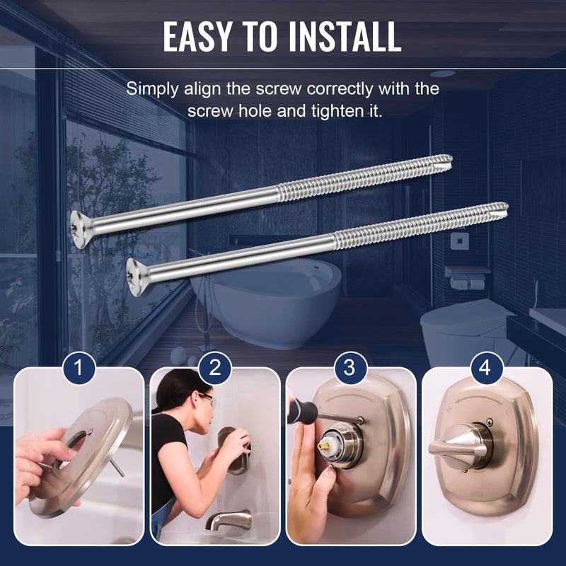 RP12630 Longer Escutcheon Trim Screws Replacement for Delta Faucet, Shower Trim Screws for Valves Roughed-in Too Deep, Faucet Repair Parts for Delta Classic Tub/Shower System, 2 Pack