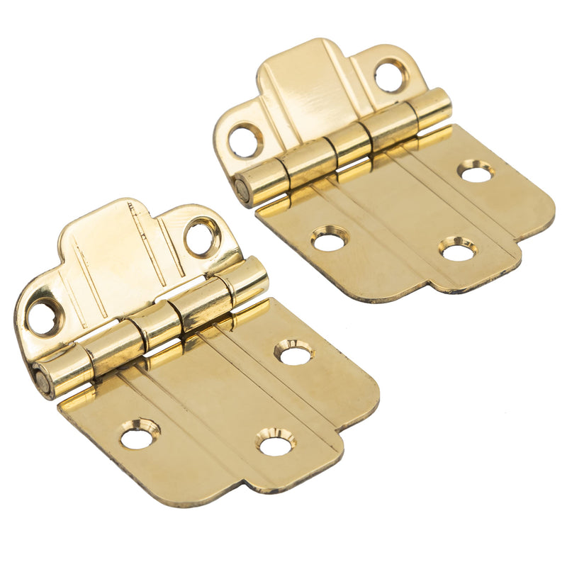 Brass Art Deco Flush Mount Cabinet Door Hinge | Pack of 2 | Hoosier Type Cabinet Reproduction Hardware | UA-201-HPB (1) 1 Brass