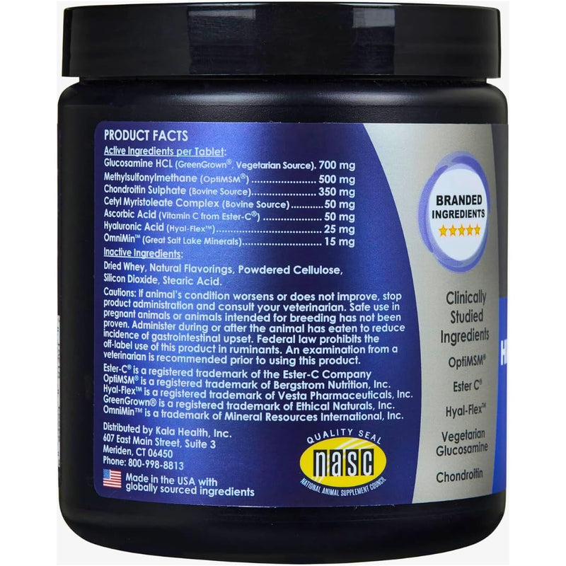 KALA HEALTH PeakTails Hip & Joint Plus HA for Dogs – 90 Tablets, Glucosamine, Chondroitin, OptiMSM, Vitamin C & Hyaluronic Acid – Supports Joint Mobility & Comfort 90 Count
