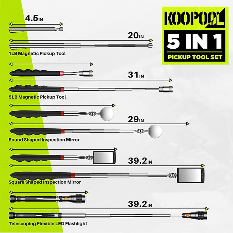 Telescoping Magnetic Pickup Tool Set-Extendable Magnet Flashlight with Inspection Mirror, Birthday Gifts for Men or Women, Boyfriend, Him, Husband, Father, Handyman, Mechanic Yellow