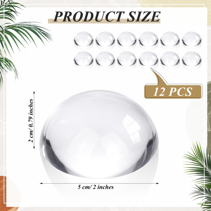 12 Pcs Crystal Dome Magnifier Paperweights Glass Paperweight Reading Magnifying Glass Clear Optical Half Ball Lens for Office Desk Home Gift (1.97 Inch) 1.97 Inch 12