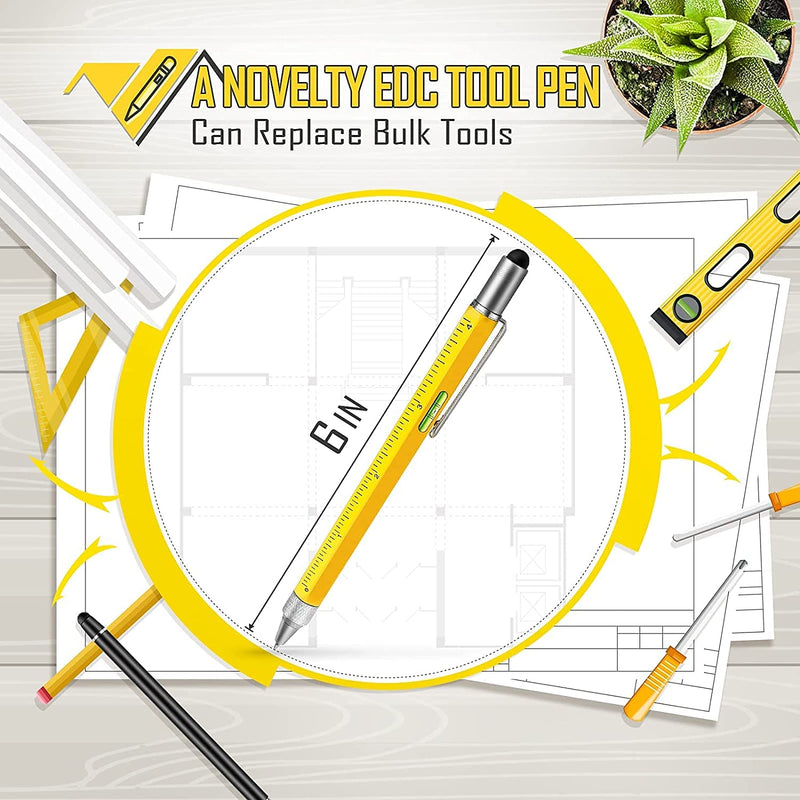 Multitool Pen Stocking Stuffers for Men: Gifts for Men Women Adults Dad Him Husband Who Have Everything Christmas Cool Gadgets Unique Birthday Gift Ideas Construction Engineer Woodworkers Carpenter 1 Yellow