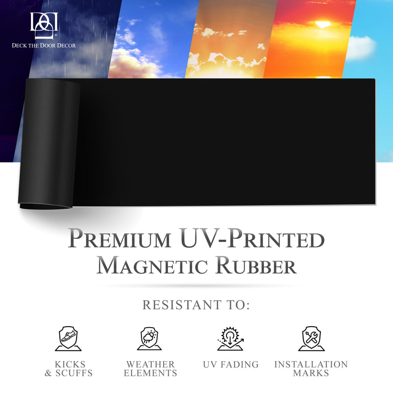 Magnetic Rubber Door Kick Plate - UV Printed Faux Finish - Elegant Accent & Durable Protection for Doors - Exterior Home Decor - Easily Mount On Steel Doors - Faux Satin Black, 8"x34" 8x34"
