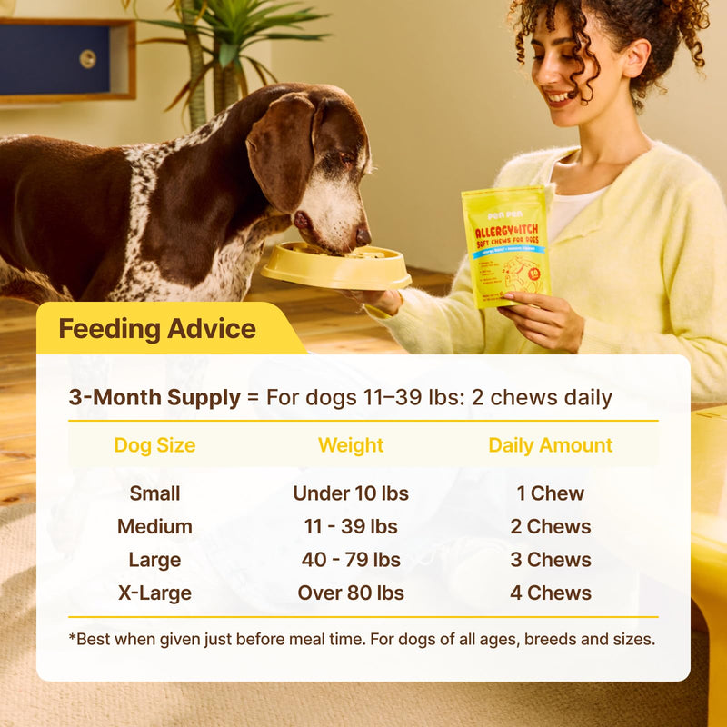 PENPEN Dog Allergy Chews - Anti-Itch & Itchy Skin Support for Dogs, Probiotics & Omega 3 (Fish Oil) for Immune & Gut Health - Peanut Butter Flavor - 180 Soft Chews 180 Chews
