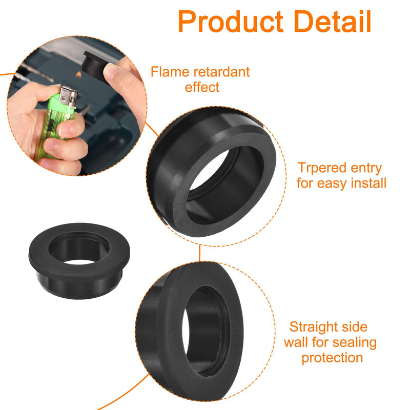 uxcell 4Pcs Rubber Grommets 1-1/2"(38mm) Drill Hole, 1-1/8"(28mm) ID Hole Top Hat Grommet Black Silicone Rubber Hole Plug Gasket for Wiring, Automotive 1-1/8"ID, 1-1/2"DH 4