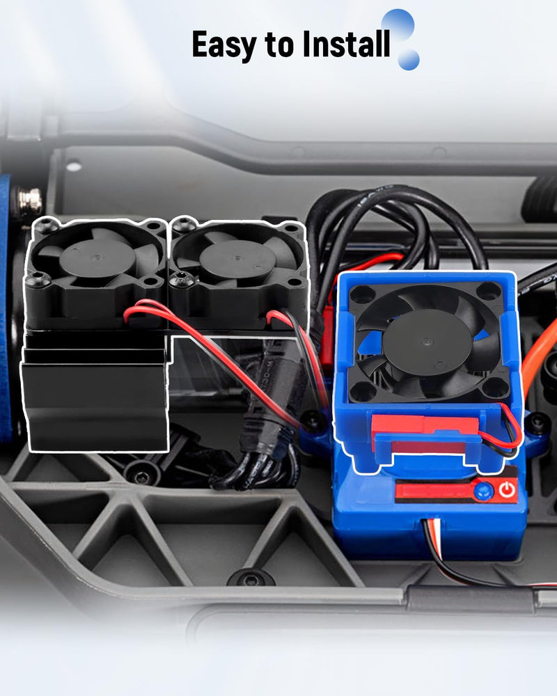 VXL-3s ESC Cooling Fan and Motor Dual Fan, Fit for 1/10 Traxxas Slash 4×4 VXL/Rustler 4X4 VXL/Stampede 4X4 VXL/Hoss 4×4 VXL/Velineon VXL 3s Cooling Fan, Black