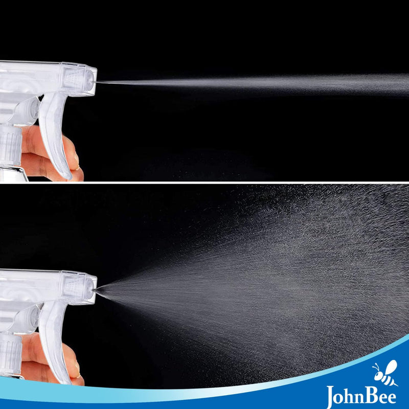 JohnBee Spray Bottles - 16.9oz/2Pack - Premium Adjustable Spray Bottles for Cleaning - No Leak And Clog Mister Spray Bottle - Spray Bottle For Hair, Plants, Pet, Vinegar, And Rubbing Alcohol Reagent Clear