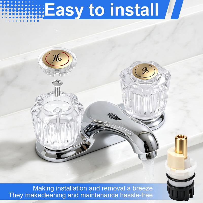 4 Pack Clear Acrylic Faucet Handle and RP25513 Cartridge Stem Repair Kit 4